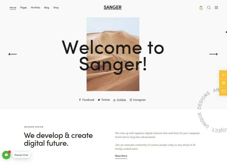 Sanger - Danh mục đầu tư cá nhân cho quảng cáo Chủ đề WordPress