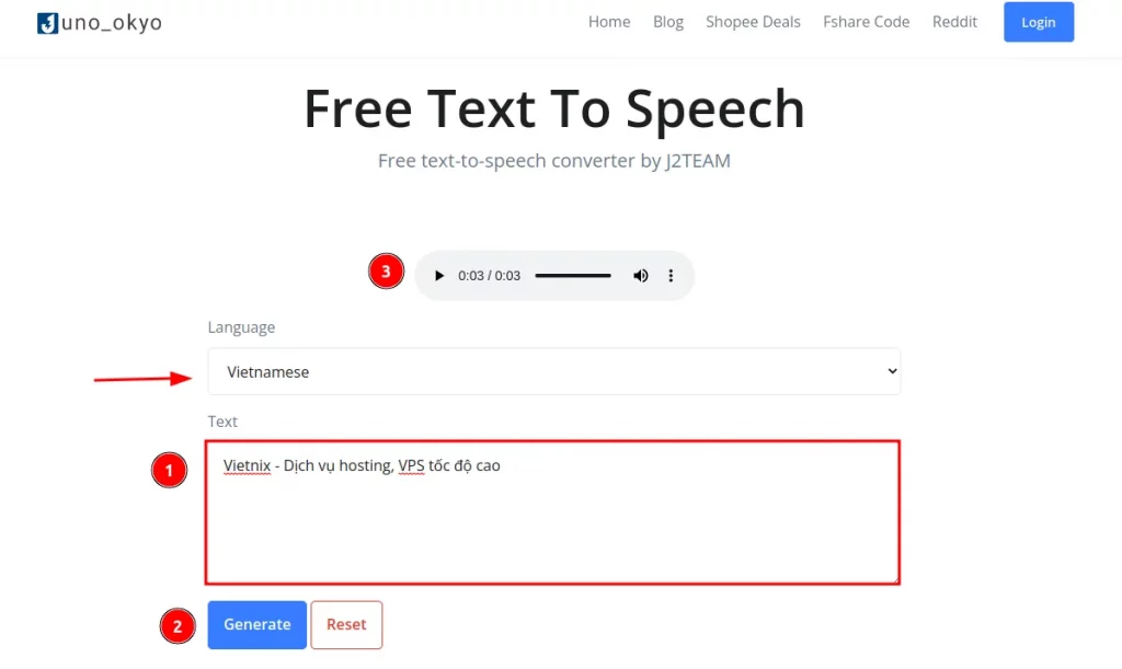 website chuyển văn bản thành giọng nói Free Text To Speech